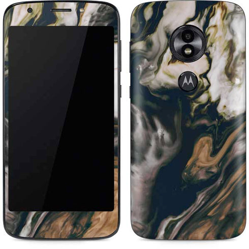 Copper and Black Marble Ink Moto E5 Play Skin